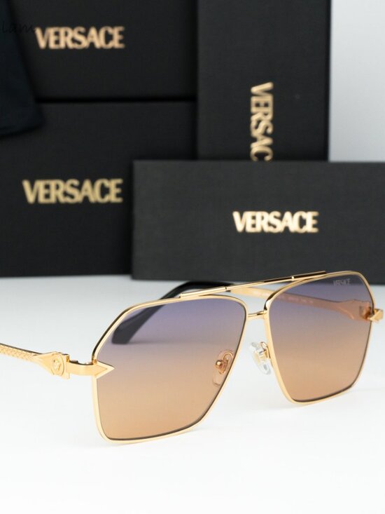 Versace Women Sunglasses Gold Gradient Violet Pilot VE2284 1002EL NEW AUTHENTIC